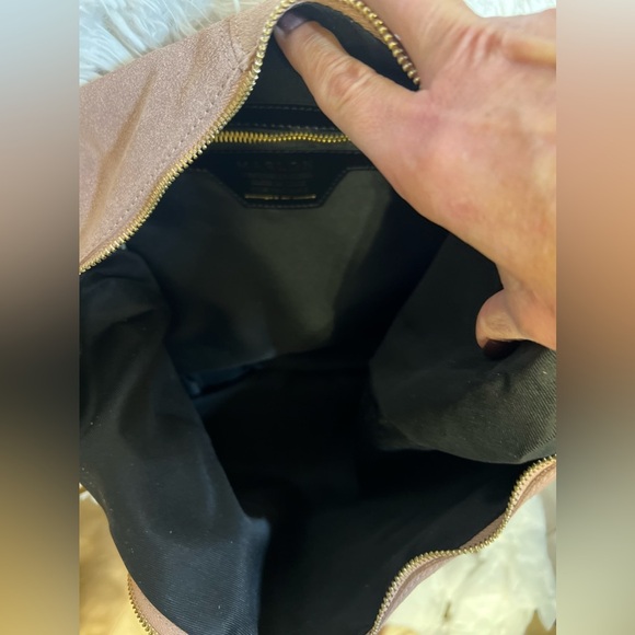 🩷NWT-MARLON GORGEOUS Made In Italy Genuine Suede Leather Circle Handle Hobo🩷 - Picture 7 of 17